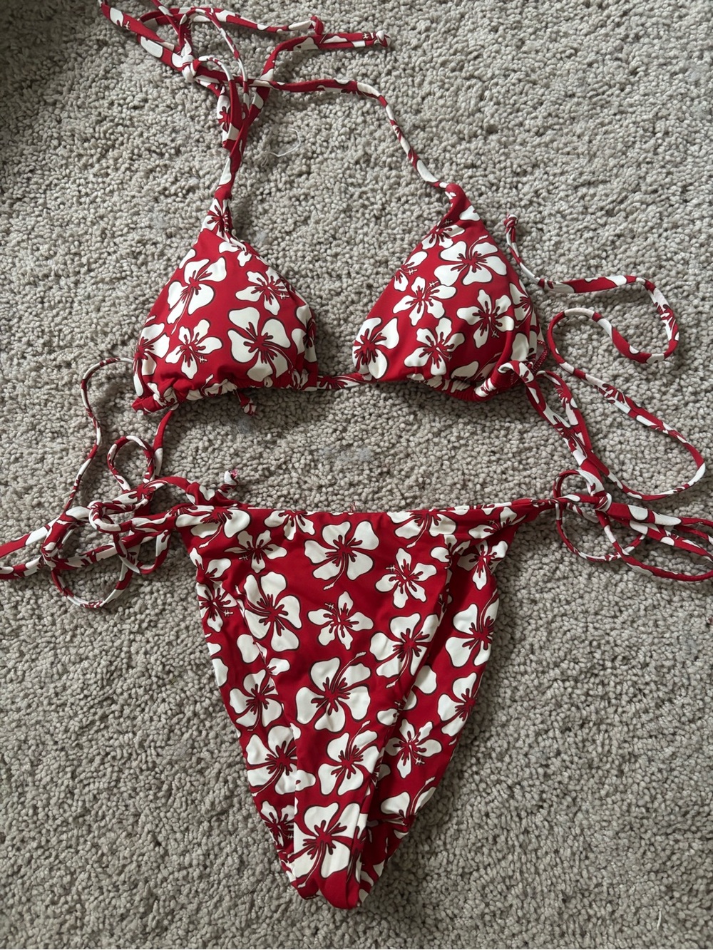 Dippin' Daisy's Red and White Floral String Bikini